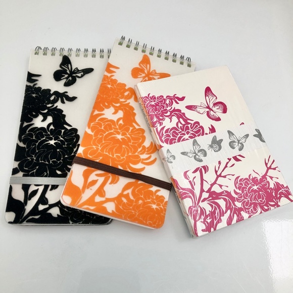 SKYHIGH Set of 5 Mini Journals + Note Pads Flocked Floral Butterflies Lined NEW! - Picture 14 of 14